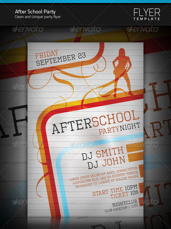 After School Party Flyer Template - Clubs & Parties Events