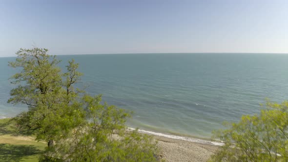 Shooting From Helicopter Beautiful Natural Seascape with Empty Beach Coastline and Sea Sky alt