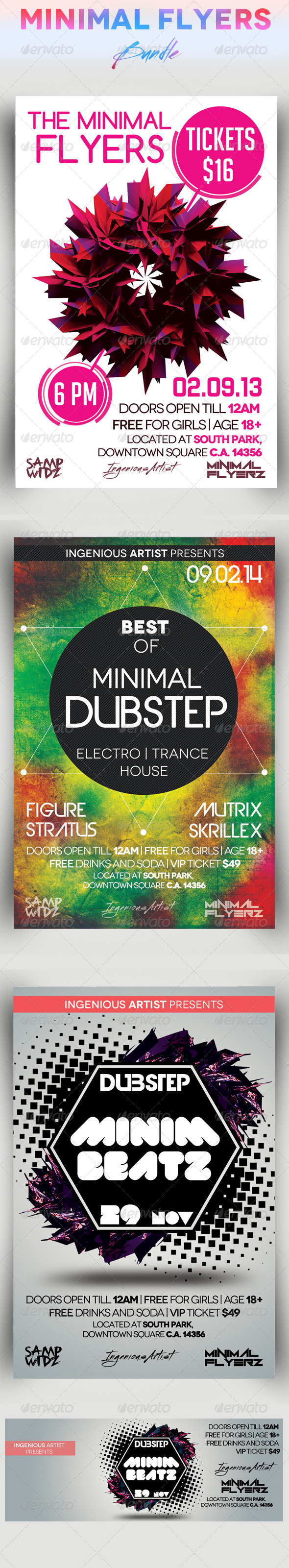 Minimal Flyers Bundle Vol.1 - Clubs & Parties Events