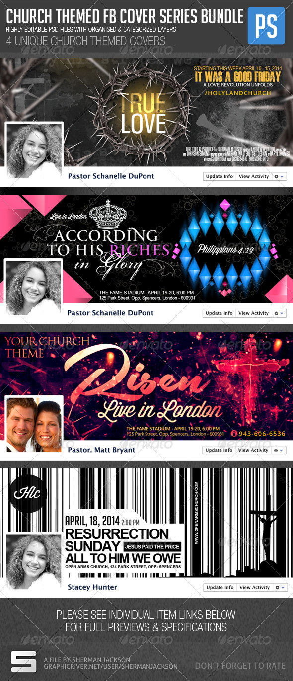Church/Christian Themed FB Cover Bundle (4in1) - Facebook Timeline Covers Social Media