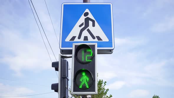 Green Light Traffic Light For Crossing The Carriageway 1.