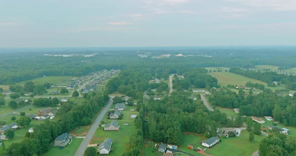 Top Down Aerial View of an Urban Area in a Small Town in Boiling Spring South Carolina Surrounded By alt