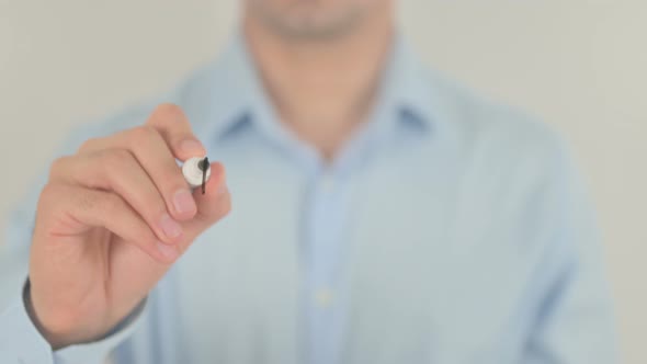 Message, Man Writing on Transparent Glass Screen alt