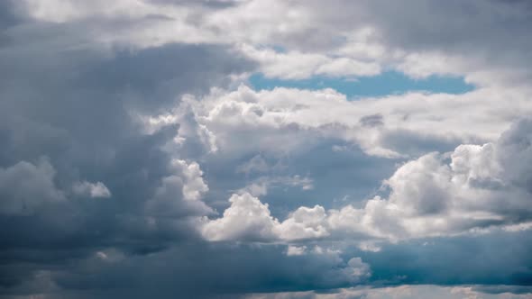 Timelapse of Gray Cumulus Clouds Moves in Blue Dramatic Sky Cirrus Cloud Space alt