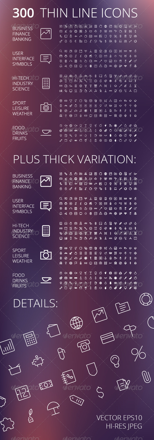 Thin Line Icons For Business and Technology - Media Icons
