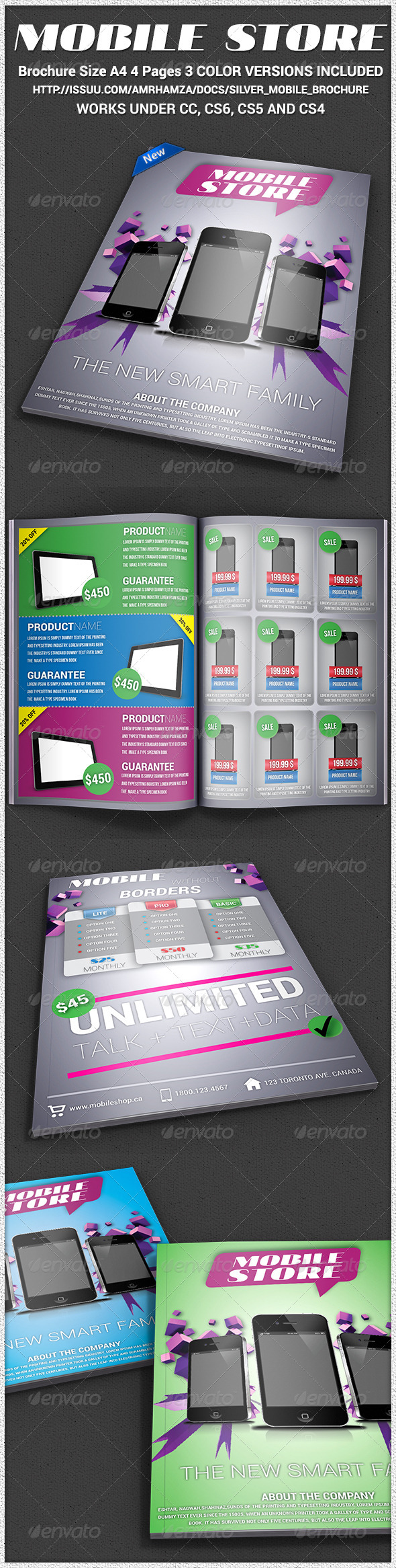 Mobile Store A4 4Page Brochure Indesign Template - Brochures Print Templates