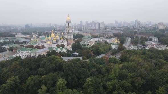 Symbol of Ukraine : Kyiv-Pechersk Lavra. Kiev. Slow Motion Aerial View alt