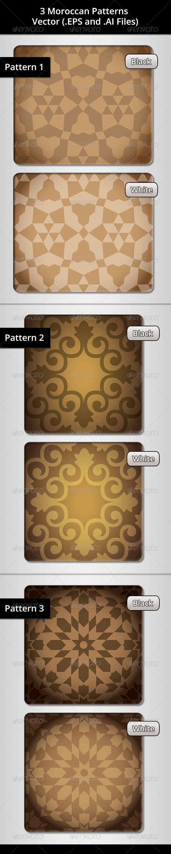 3 Moroccan Patterns Bundle - Patterns Decorative