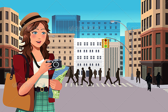 Female Tourist in the Summer - Travel Conceptual