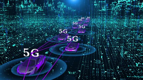5g Network Mobile Communication Automatic Driving Unmanned Vehicle And Holographic Smart City alt