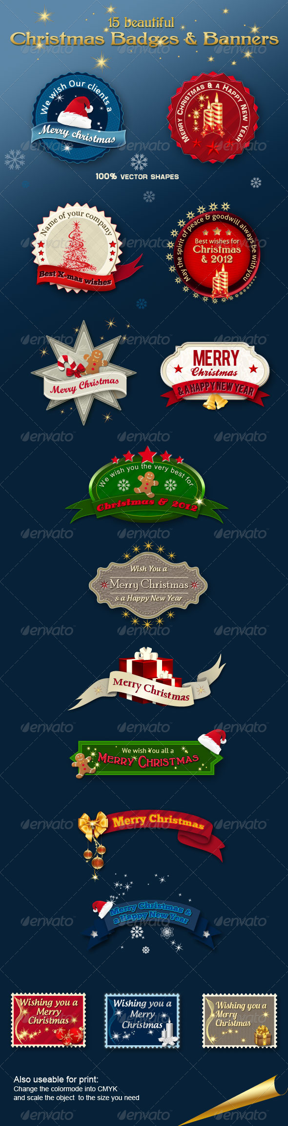 Christmas Badges & Banners - Badges & Stickers Web Elements