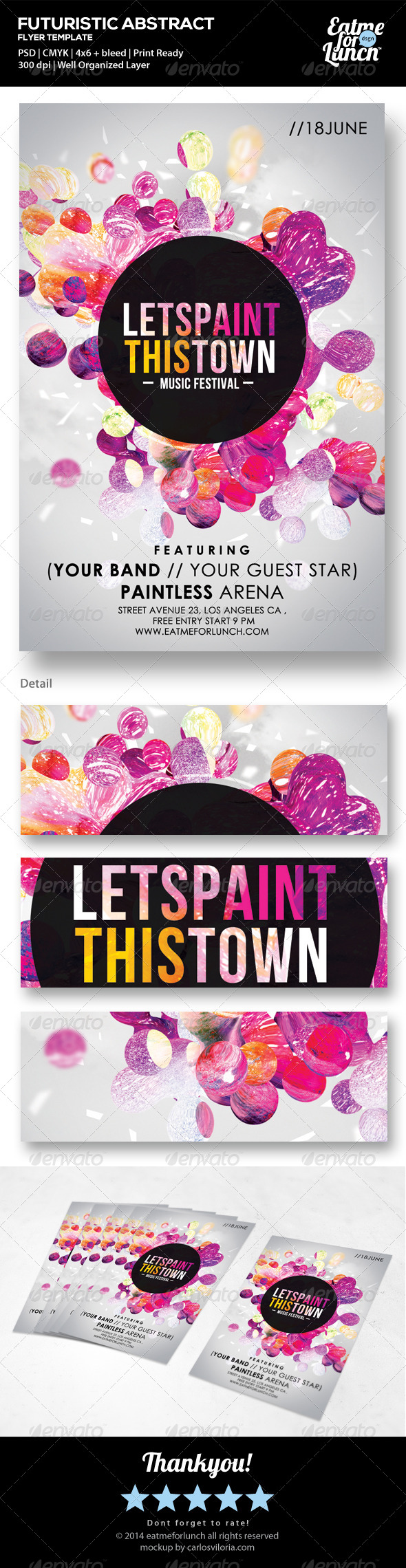 Futuristic Abstract Flyer - Lets Paint This Town - Events Flyers
