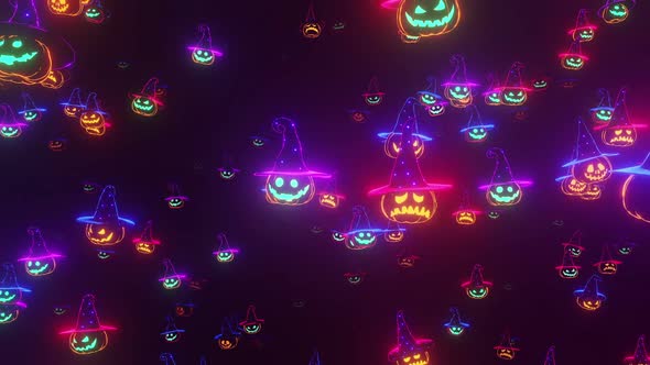 Halloween Background Glowing Pumpkins
