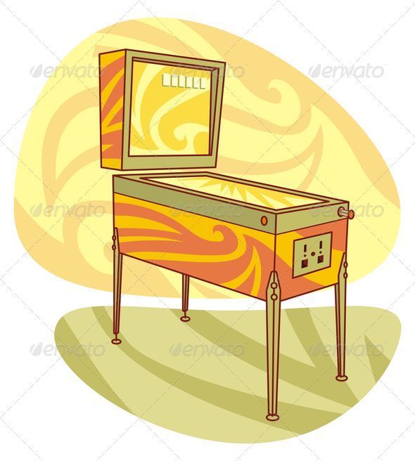 Retro games pinball machine - Objects Vectors