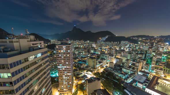 Night time lapse of city from rooftop in Rio alt