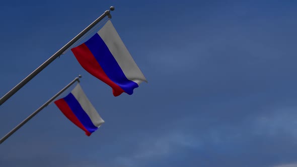 Russian Federation  Flags In The Blue Sky - 2K