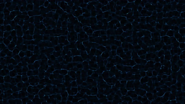 Animation of blue waves on a black background. Fractal moving waves
