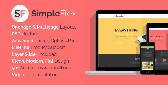 SimpleFlex - Flat One Page WordPress Theme