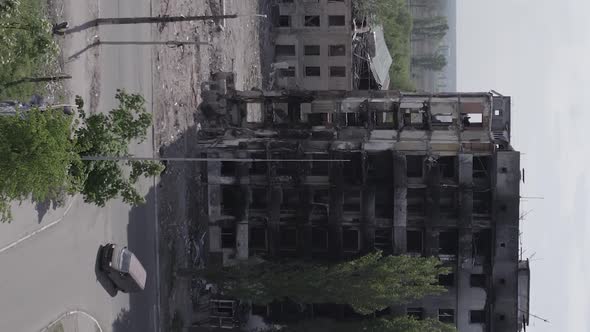 Vertical Video of a Bombed House in Borodyanka Ukraine alt