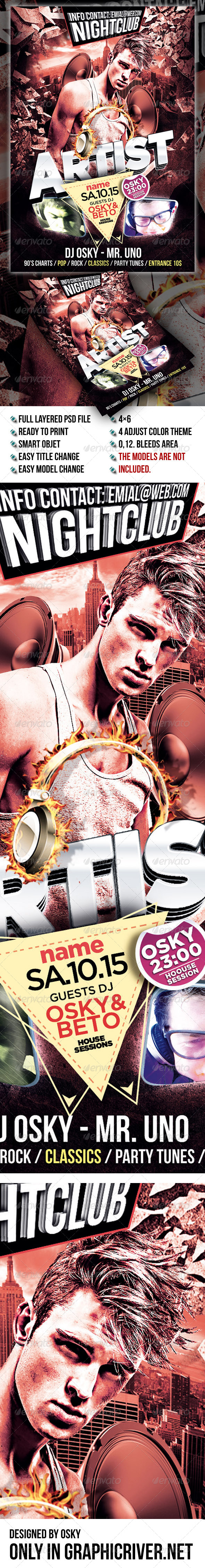 The Artist Party Flyer - Clubs & Parties Events