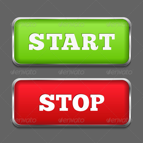 Start and Stop Buttons - Web Elements Vectors