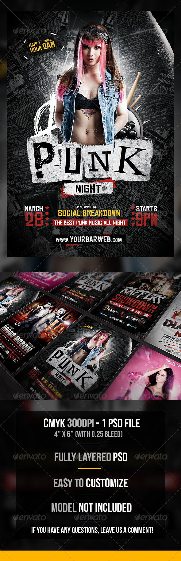 Punk Night Flyer Template - Flyers Print Templates