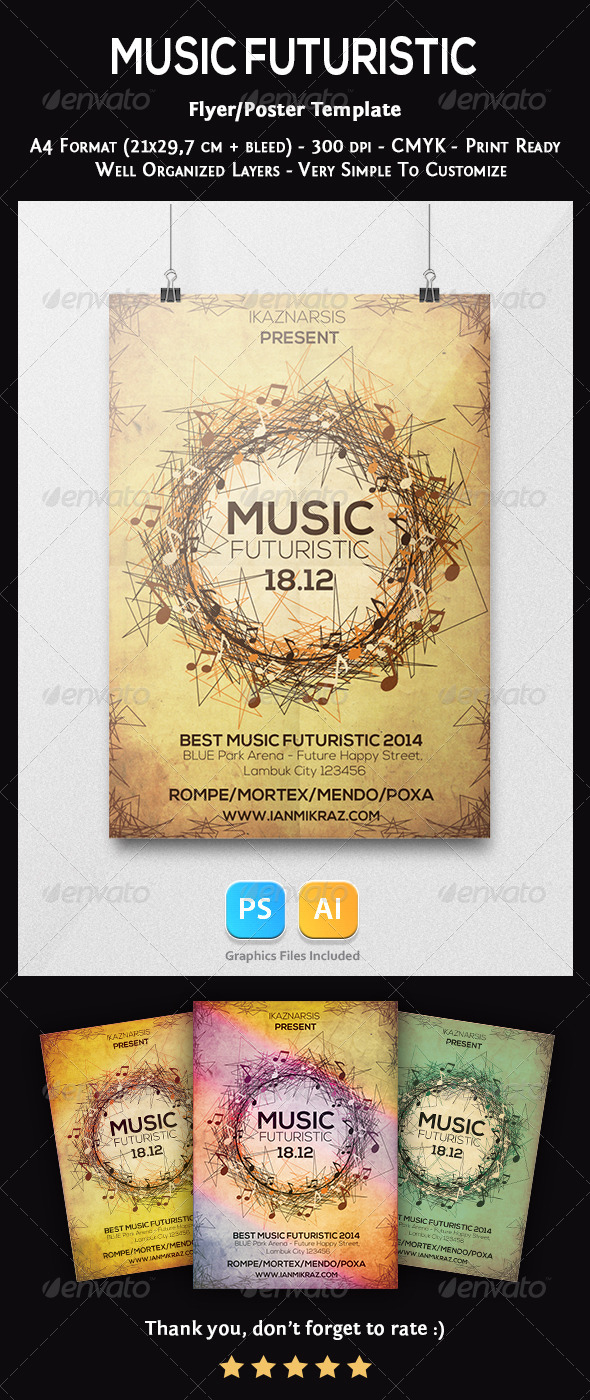 Music Futuristic Flyer Template - Concerts Events