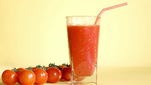 Tomato  juice in glass Vitamin cocktail made from natural ingredients alt