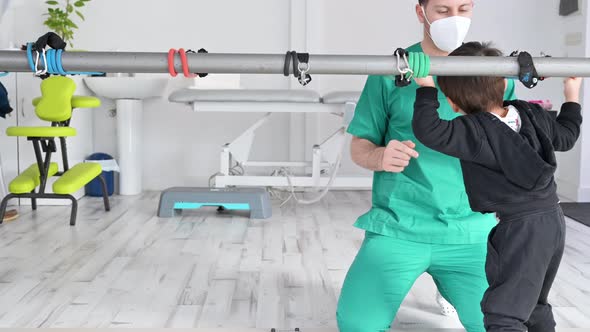 Child with Cerebral Palsy on Physiotherapy in a Children Therapy Center alt