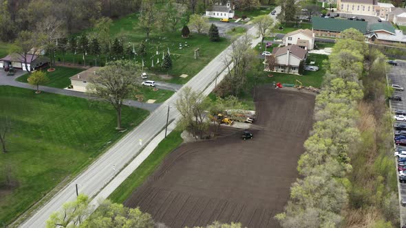 Aerial Drone View of Preparation of Land for the Construction of a New House alt