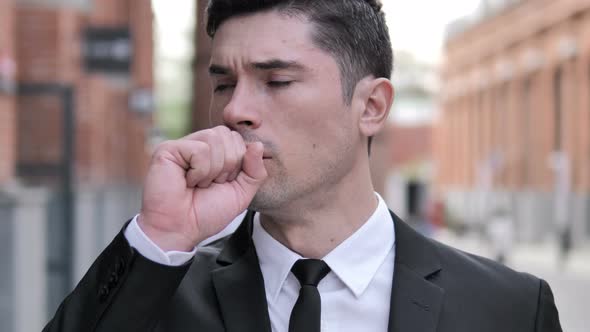 Cough, Sick Businessman Coughing Outdoor alt