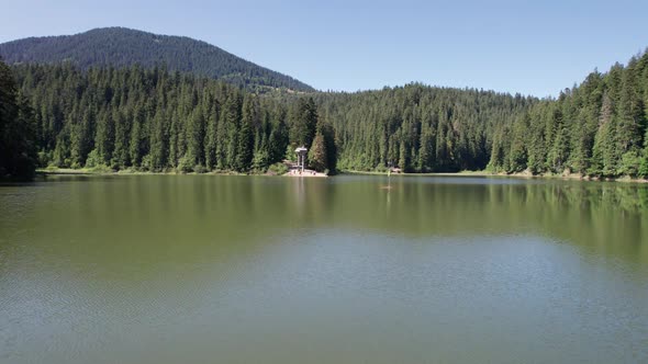 Aerial View of Synevyr Lake in Carpathians Ukraine Europe alt