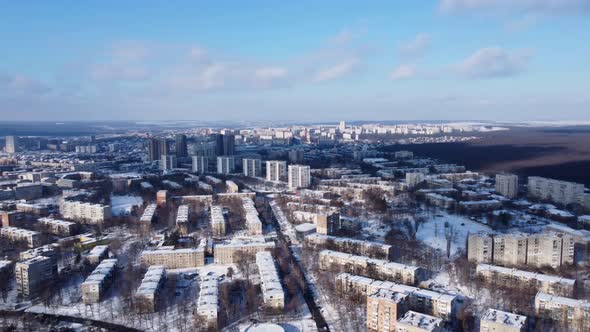 Aerial Kharkiv city center, Pavlove Pole districts