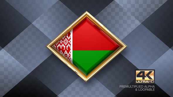Belarus Flag Rotating Badge 4K Looping with Transparent Background
