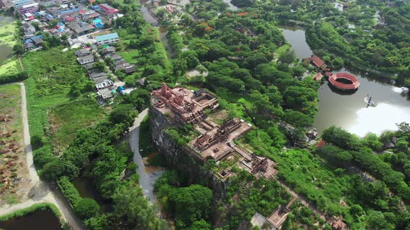 Aerial View of Mueang Boran Ancient Siam Cultural Park in Bangkok