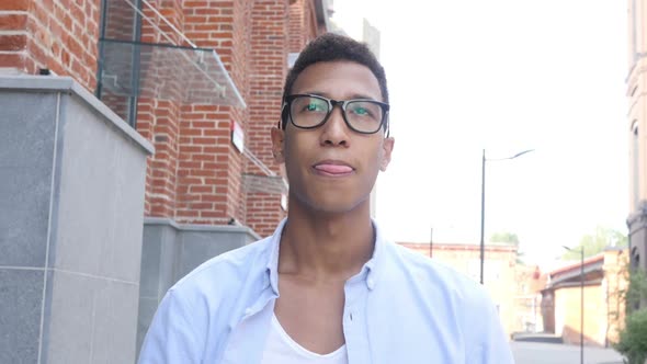 Walking Young Black Man , Front View Outdoor alt