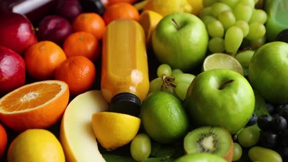 Various Healthy Fruits and Vegetables Formed in Rainbow Composition alt
