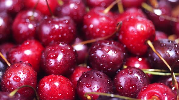 Ripe Red Cherry Closeup Rotates