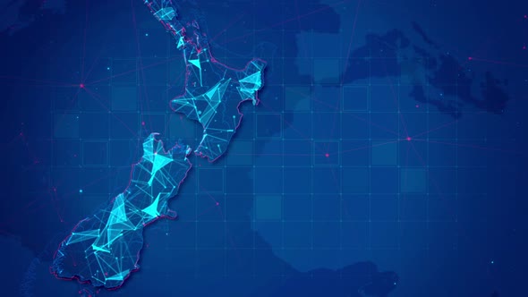 Abstract Plexus Network In New Zealand Map alt