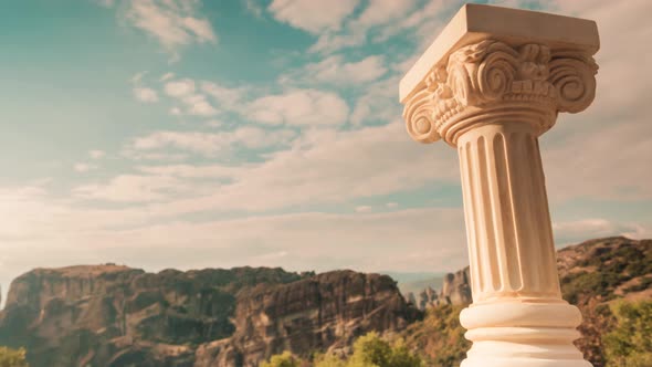 Greek Column in Meteora Greece alt