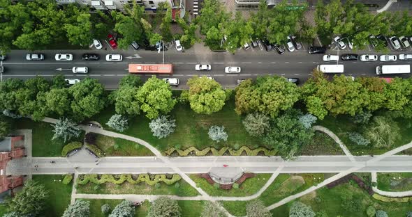  Aerial Top Down View of Traffic Jam on a Car Road and Park alt