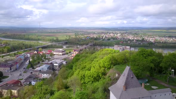 Aerial View of Town of Halych Old Ukrainian Capital in IvanoFrankivsk Region Ukraine alt