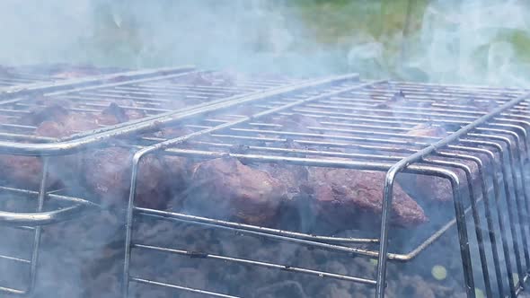 Closeup of Grilling Dish on Barbecue