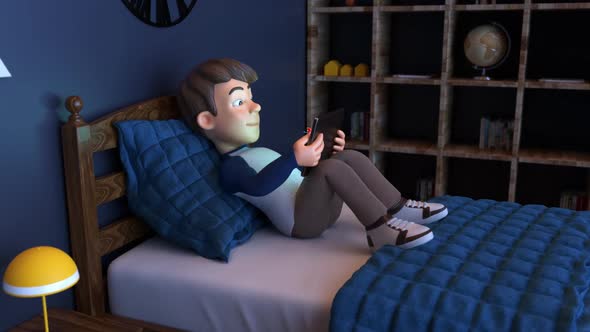 3D cartoon kid being conditioned with mind viruses alt