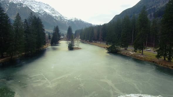 Frozen lake by drone