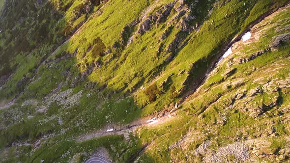 Aerial Shot Over Mountain Road