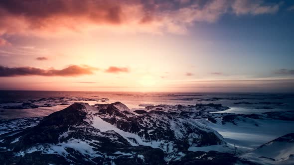 Bright Color Sunrise in Antarctica
