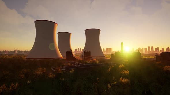 Nuclear Power Plant at Sunset alt