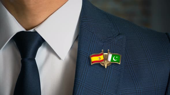Businessman Friend Flags Pin Spain Pakistan alt