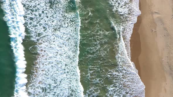 Aerial view of big ocean waves